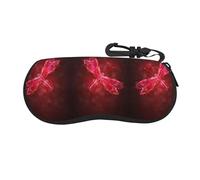 VXXNlnn Custodia per occhiali da vista con stampa floreale - Borsa porta occhiali da sole con cerniera, custodia da viaggio leggera per uomini e donne, Libellula Rossa astratta, Taglia unica