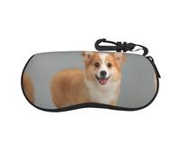 VXXNlnn Custodia per occhiali da vista stampata con bandiera greca, borsa porta occhiali da sole con cerniera, custodia leggera da viaggio per uomini e donne, Carino Corgi Oro, Taglia unica