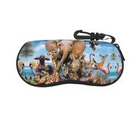 VXXNlnn Custodia per occhiali da vista stampata con coccinella dei cartoni animati, borsa porta occhiali da sole con cerniera, custodia leggera da viaggio per uomo e donna, Elefante di animali, Taglia