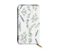 VXXNlnn Elegante portafoglio da donna in pelle con stampa moderna di metà secolo - Pochette leggera bifold con blocco RFID, design sottile a tre ante, Foglie di eucalipto., Taglia unica