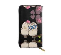 VXXNlnn Elegante portafoglio da donna in pelle con stampa note musicali - pochette leggera bifold con blocco RFID, design sottile a tre ante, Uccellini innamorati., Taglia unica