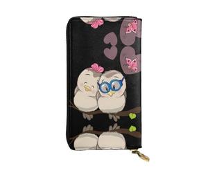 VXXNlnn Elegante portafoglio da donna in pelle con stampa note musicali - pochette leggera bifold con blocco RFID, design sottile a tre ante, Uccellini innamorati., Taglia unica