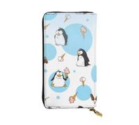 VXXNlnn Elegante portafoglio da donna in pelle con stampa pinguini - pochette leggera bifold con blocco RFID, design sottile a tre ante, Simpatici pinguini., Taglia unica