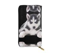 VXXNlnn Elegante portafoglio da donna in pelle con stampa pinguini - pochette leggera bifold con blocco RFID, design sottile a tre ante, Simpatico cagnolino., Taglia unica