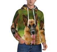 VXXNlnn Felpa con cappuccio da uomo in pile con stampa di pastore tedesco, felice, con tasca, per uso quotidiano, viaggi e tempo libero, Nero , S