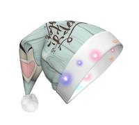 VXXNlnn Happy Easter Eggs Bunny Tail Print LED Cappello di Natale per adulti - Cappello di Babbo Natale festivo, morbido peluche invernale per feste