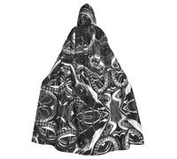 VXXNlnn Mantello con cappuccio per Halloween, costume da grattare sull'oceano con stampa artistica a tema per adulti, per cosplay, feste, carnevale, mostre di fumetti