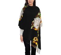 VXXNlnn Sciarpa da donna con nappe con stampa glitter argento lucido - scialle con frange moda autunno inverno, leggera e morbida, viaggi casual, Gnome Bee Giallo Floreale, Taglia unica