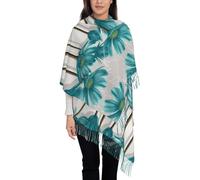 VXXNlnn Sciarpa da donna con nappe con stampa glitter argento lucido - scialle con frange moda autunno inverno, leggera e morbida, viaggi casual, Teal Grigio e Bianco Floreale, Taglia unica