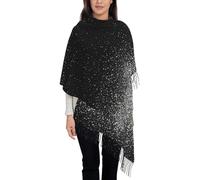 VXXNlnn Sciarpa da donna con nappe con stampa glitter argento lucido - scialle con frange moda autunno inverno, leggera e morbida, viaggi casual, Glitter argento lucido., Taglia unica