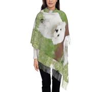 VXXNlnn Sciarpa da donna con stampa labrador retriever marrone, scialle con frange alla moda, per autunno inverno, leggera e morbida, casual da viaggio, Bichon Frise Dog, Taglia unica