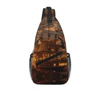VXXNlnn Zaino unisex - Borsa a tracolla con design giallo full-print, leggero, per escursioni e uso casual, Barca al crepuscolo, Taglia unica