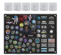 Vyanveo 60x45cm Pannello di Supporto per Patch Tattiche Annello da Parete Tattico Militare,Nero Pannello di Visualizzazione per Patch con Gancio e Anello per Toppa Display Toppa Collezione
