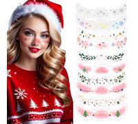 VYIBPDY 10 Pezzi Con Elementi Natalizi Tatuaggio Facciale,Adesivi Glitterati con Lentiggini, Design Impermeabile,Regali per le Donne,Accessori per Feste