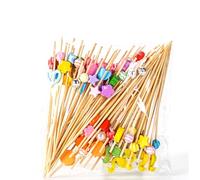 VYIBPDY 100 Spiedini da Cocktail,Stuzzicadenti Decorativi,Bastoncini da Cocktail, Stuzzicadenti in Bambù con Simpatica Decorazione per Feste, Regalo di Carnevale, Feste di Compleanno