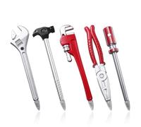 VYIBPDY 5 Pezzi Penne strane, Penne divertenti16CM Penne a Forma di Utensile Manuale Hardware Penna da Scrittura a Inchiostro Nero Pinza per Chiave Inglese Cacciavite a Martello