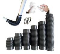 Vyloky EPDM Corrugated Hose - Flexible Sewage Drain Pipe with Clamps, 20-180 mm Diametro interno, resistente alle temperature per il drenaggio domestico/Ship/Bridge (Black Rubber, ID75 mm × L200 mm)