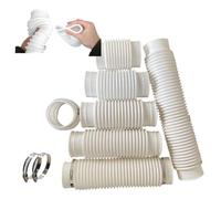 Vyloky EPDM Corrugated Hose - Flexible Sewage Drain Pipe with Clamps, 20-180 mm Diametro interno, resistente alle temperature per il drenaggio domestico/Ship/Bridge (White Silicone, ID65 mm × L200 mm)