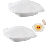 Vyloky Heart-Shaped Microwave Uovo Cooker - Make Poached or Scrambled Eggs in Minutes, Easy-Clean Breakfast Maker (White) - 1 o 2 Pack (Pack of 2)