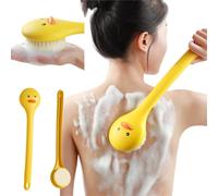 Vyloky Set di 2 simpatici pennelli da bagno con anatroccoli, aiuto per la pulizia della schiena, esfoliazione delicata senza irritazione della pelle, spazzola per massaggio benessere, antiscivolo e