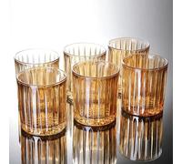 Vyloky Set di bicchieri per whisky e birra (2 misure), 285 ml/350 ml, cristallo senza piombo, con fondo e effetto a quattro colori, lavabile in lavastoviglie, per bevande fredde e calde (ambra, 350 ml