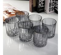 Vyloky Set di bicchieri per whisky e birra (2 misure), 285 ml/350 ml, cristallo senza piombo, con fondo inciso e effetto a quattro colori, lavabile in lavastoviglie, per bevande fredde e calde (grigio