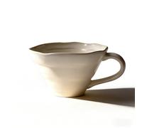 Vyloky Vintage Ceramic Coffee Cup and Saucer Set da 300 ml, per espresso, cappuccino, latte o tè | Home Style Gift (Kiln-Fired White Single Cup)