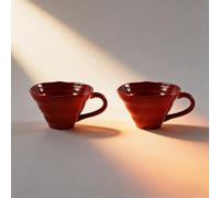 Vyloky Vintage Ceramic Coffee Cup and Saucer Set da 300 ml, per espresso, cappuccino, latte o tè | Home Style Gift (2 tazze singole rosse)