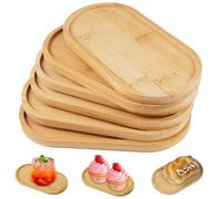 Vylro 6 Pezzi Vassoio Piccolo Bambu,17.5×8.8x1cm Vassoi in Bambù,Ovale Naturale Mini Vassoio Bamboo,per Torte,Tazze,Caffè,Dessert, Frutta,Candele,Cosmetici,Piccoli Oggetti,Bagno,Cucina e Salotto