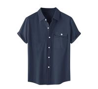 VYLYNL Camicie di lino da uomo a maniche corte camicie da lavoro con bottoni Camicia estiva da spiaggia leggera Camicia tattica militare vestibilità regolare Top casual intelligenti con tasca sul