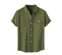 VYLYNL Camicie di lino da uomo a maniche corte camicie da lavoro con bottoni Camicia estiva da spiaggia leggera Camicia tattica militare vestibilità regolare Top casual intelligenti con tasca sul