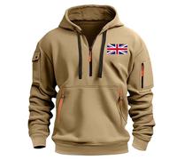 VYLYNL Felpa da uomo in pile con mezza zip con stampa bandiera maglione casual caldo pullover a maniche lunghe felpe con tasca morbida e confortevole felpa con cappuccio tinta unita top con cappuccio