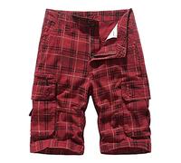 VYLYNL Pantaloncini cargo da uomo a quadri, leggeri, pantaloni chino da combattimento, casual, corti multi tasche sotto il ginocchio, mezzi pantaloni estivi per estate, passeggiate, escursionismo