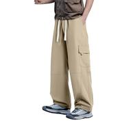 VYLYNL Pantaloni cargo da uomo in tinta unita pantaloni da combattimento elasticizzati in vita con multi-tasche larghi leggeri pantaloni della tuta per escursioni all'aperto tutte le stagioni
