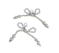 Vynetra 1 paio di graziosi ciondoli a forma di fiocco per telefono, portachiavi con perline, accessorio elegante per borsa, ornamento per scarpe, per ogni occasione, 6 1/2, perle d'imitazione