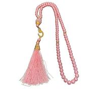 Vynetra Braccialetto con 99 perline per rosario musulmani, braccialetto religioso con perle finte e nappe, braccialetto da meditazione