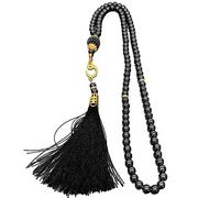 Vynetra Braccialetto con 99 perline per rosario musulmani, braccialetto religioso con perle finte e nappe, braccialetto da meditazione