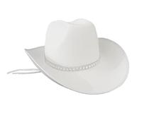 Vynetra Cappelli Uomini Cappello Da Cowboy Per Le Donne Western Model Show Feltro Adulto Per Adulti All'aperto Con Fascia Antiscivolo Per Grande Tesa, bianco, Taglia unica