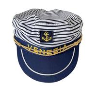 Vynetra Cappello classico da capitano con strisce bianche Cosplay copricapo comfort ideale per gli appassionati di marinai