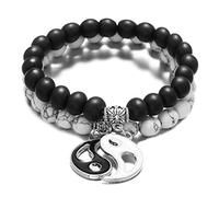 Vynetra Coppia di braccialetti di perline abbinati braccialetti di perline Set attrazione amicizia relazione per le donne del desiderio Taiji