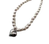 Vynetra Elegante collana di perle con ciondolo a forma di cuore, gioielli alla moda per il collo CCB Beads choker grande donna ragazza ciondolo a forma di, Misura unica, come descritto, come descritto