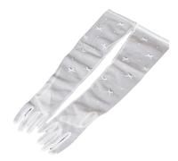 Vynetra Eleganti guanti da sposa a maniche lunghe con fiocco in pizzo bianco tempestato per cerimonia di nozze festa fotografia essenziale sposa, bianco, Taglia unica