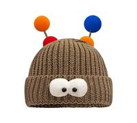 Vynetra Punk Adolescenti Elastico Antivento Cartoon Mostri Occhi Cappello Protezione Orecchie Adulto Inverno Ciclismo Sci Forniture Cappelli a Maglia per Donne per Adulti e Ragazzi, Marrone, Taglia