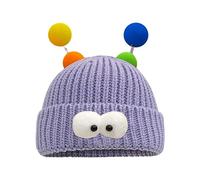 Vynetra Punk Adolescenti Elastico Antivento Cartoon Mostri Occhi Cappello Protezione Orecchie Adulto Inverno Ciclismo Sci Forniture Cappelli a Maglia per Donne per Adulti e Ragazzi, Viola chiaro