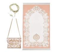 Vynetra Tappetino da preghiera islamico con perline nappe e borsa compatta, portatile, da viaggio, per Eid Ramadan, regali per donne e uomini, tappeto da preghiera