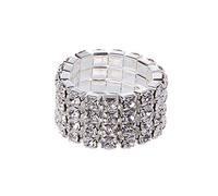 Vynetra Unico cristallo intarsiato elastico fidanzamento promessa di nozze gioielli ornamento regali campanello batteria, Misura unica, come descritto, come descritto