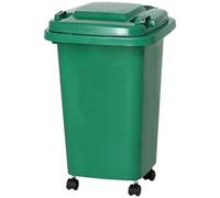 Vyntyra Contenitore for rifiuti commerciale, bidone della spazzatura for esterni con ruote, impilabile, perfetto sia for uso interno che esterno(Green,50L)
