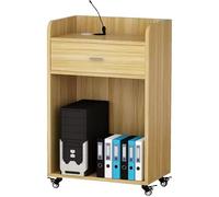 Vyntyra Leggio Portatile con Ruote, in Legno,Pulpito Conferenze, 4 Ruote, Leggio per Pulpito in Legno con Ripiano a 4 Rotelle,Podio in Legno Leggio con Cassetto(Walnut)