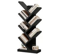 Vyntyra Libreria ad Albero,Scaffale Portaoggetti,Scomparti e Ripiani Aperti,in Legno,per esporre e conservare, per Ufficio e Soggiorno(Black,7)