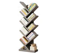 Vyntyra Libreria ad Albero,Scaffale Portaoggetti,Scomparti e Ripiani Aperti,in Legno,per esporre e conservare, per Ufficio e Soggiorno(Gray,9)